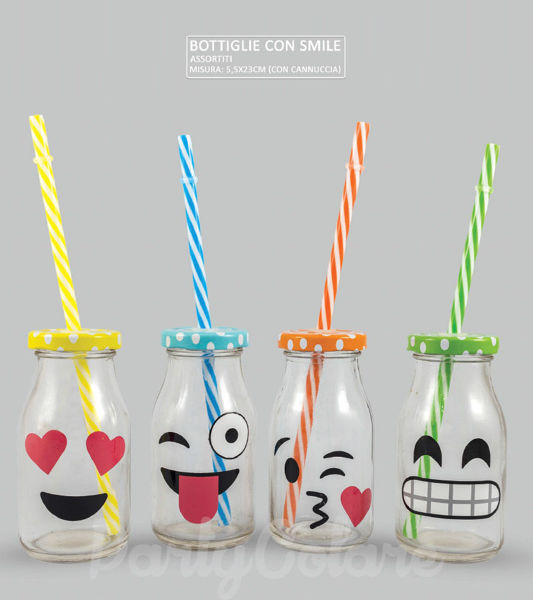 Immagine di Bottiglia Emoticons Smile con Cannuccia