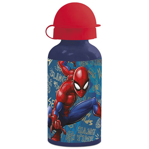 Spiderman  Borraccia in  Alluminio doppio tappo Personalizzata con Nome Marvel 