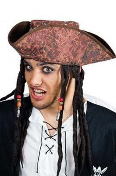 Immagine di Cappello Pirata Jack Sparrow con Treccine