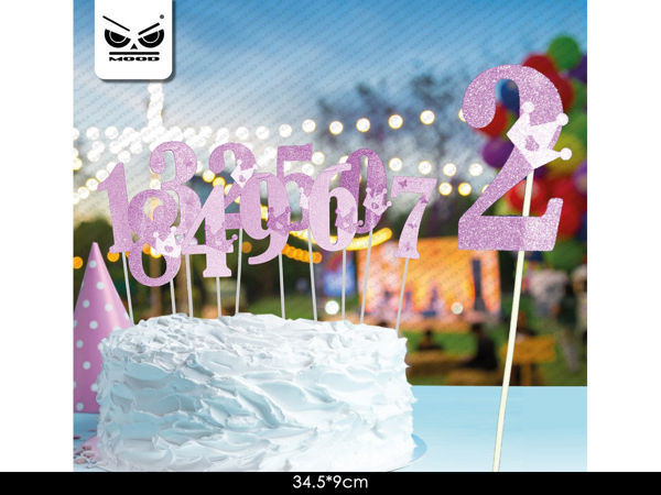 Immagine di Cake Topper Numero 2 Rosa Glitter 34,5x9 cm