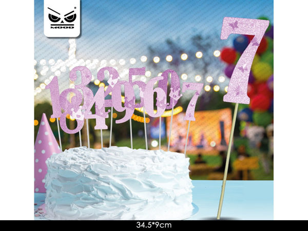 Immagine di Cake Topper Numero 7 Rosa Glitter 34,5x9 cm