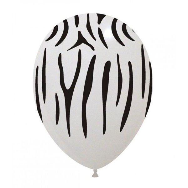 Immagine di Palloncino in Lattice 12'' Bianco con striature Nere (Zebra) 100 pz