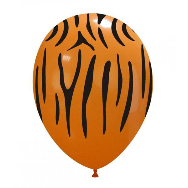 Immagine di Palloncino in Lattice 12'' Arancio con striature Nere (Tigre) 100 pezzi