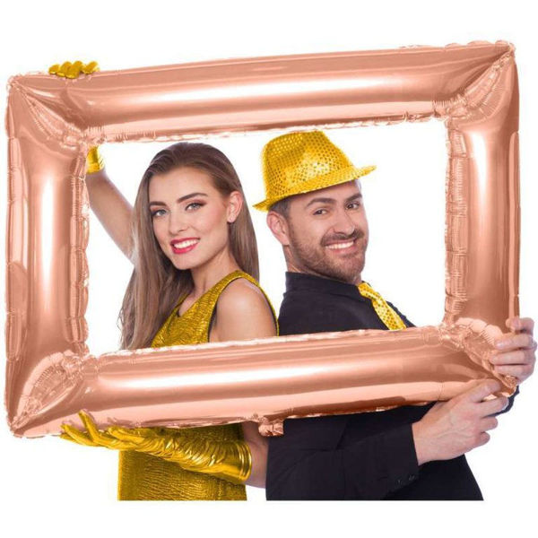 Immagine di Palloncino Mylar Super Shape 85x60 cm Cornice Selfie Rosa Gold