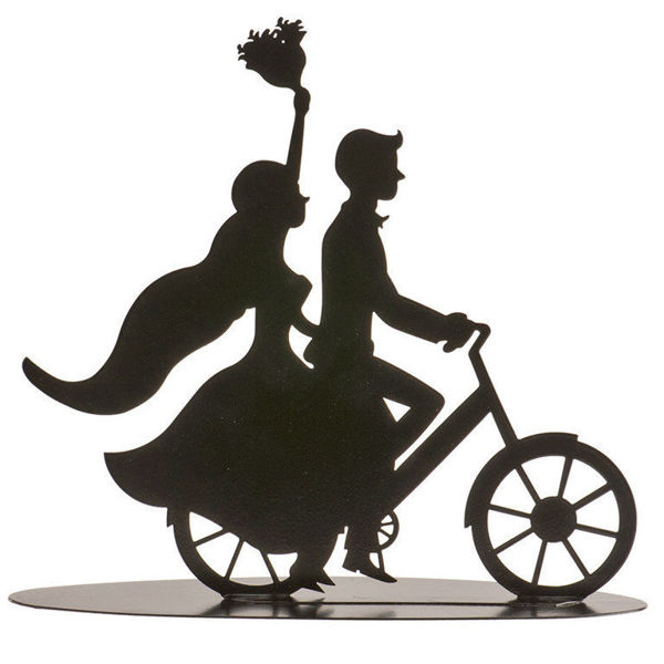 Immagine di Cake Topper Sagoma Sposi in Bici 18 cm