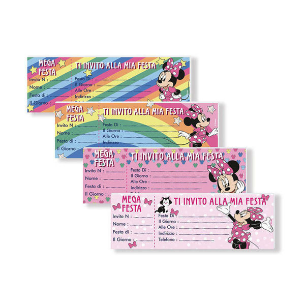 Immagine di Biglietti Inviti Assegno Minnie Disney 23x7,5 cm 15 pz