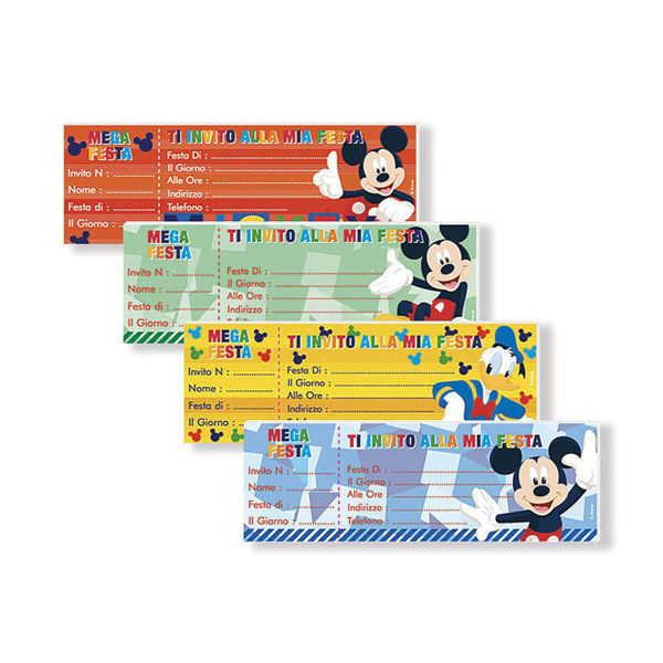 Immagine di Biglietti Inviti Assegno Mickey Mouse e Paperino Disney 23x7,5 cm 15 pz