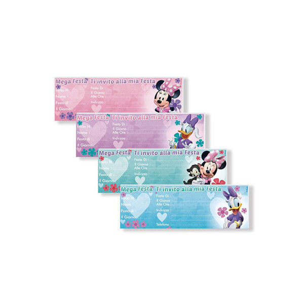 Immagine di Biglietti Inviti Assegno Minnie e Paperina Disney 15 pezzi