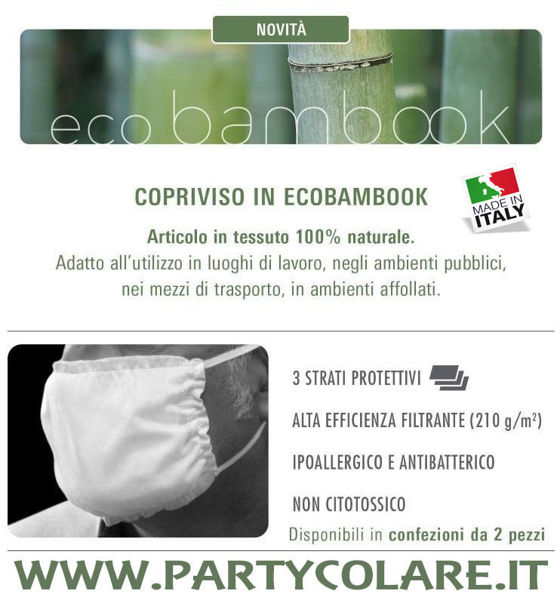 Immagine di 2 Mascherine Copriviso Ecobambook in tessuto 100% Naturale