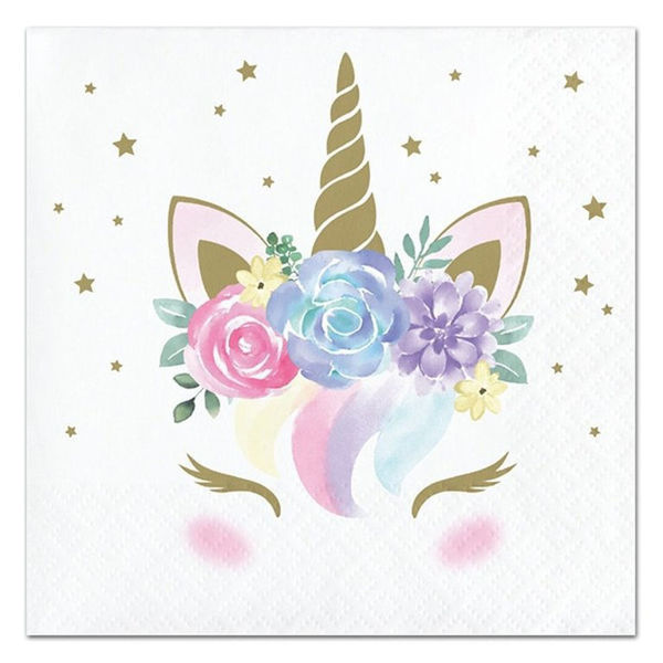 Immagine di Tovaglioli 25x25 cm Unicorno Baby 16 pezzi