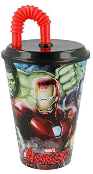 Immagine di Bicchiere con Coperchio e Cannuccia 430 ml Avengers