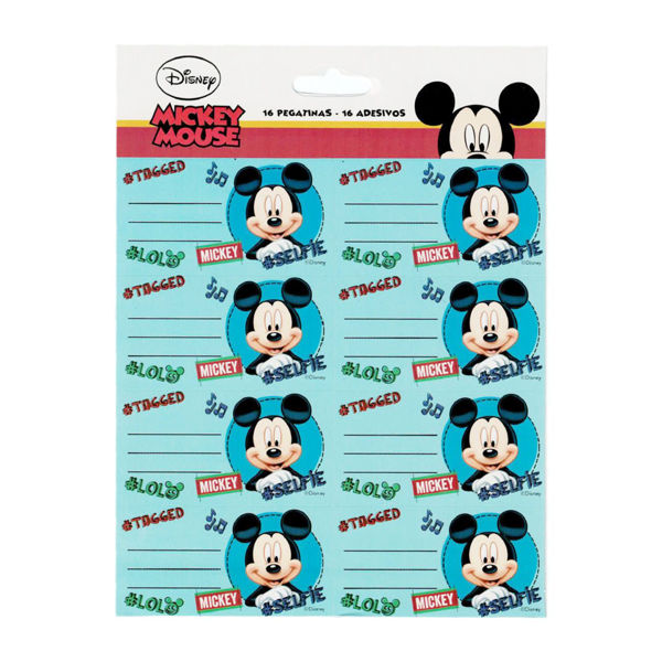 Immagine di Etichette Libro Disney Topolino 8,5x4,5 cm confezione da 16 pezzi