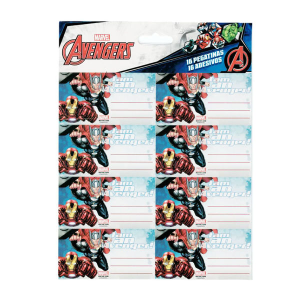 Immagine di Etichette Libro Marvel Avengers 8,5x4,5 cm confezione da 16 pezzi