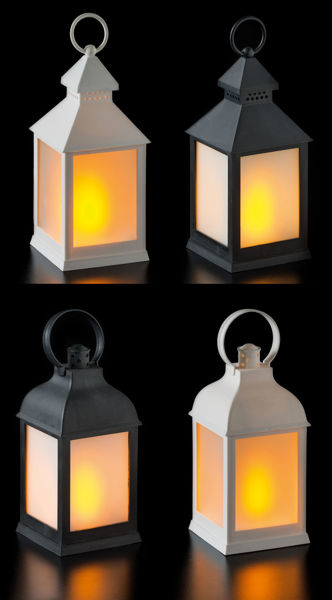 Lanterna LED a batteria 24 cm in plastica – bianca o nera, decorazione natalizia luminosa