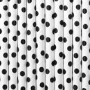 cannucce carta bianco pois nero 19,5 cm partydeco
