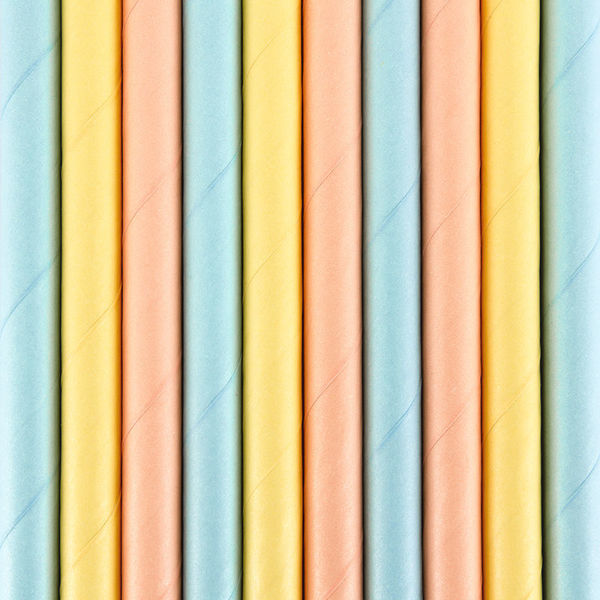 Immagine di Cannucce in carta 19,5 cm multicolore pastello 10 pezzi