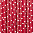 Immagine di Cannucce in carta 19,5 cm Rosso con pois Bianco 10 pezzi