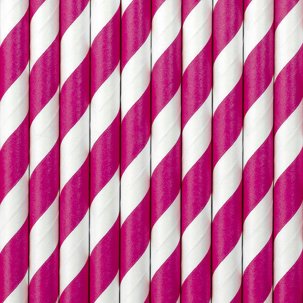 cannucce carta spirale bianco fucsia 19,5 cm partydeco