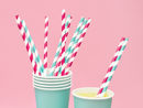 cannucce carta spirale bianco fucsia 19,5 cm partydeco