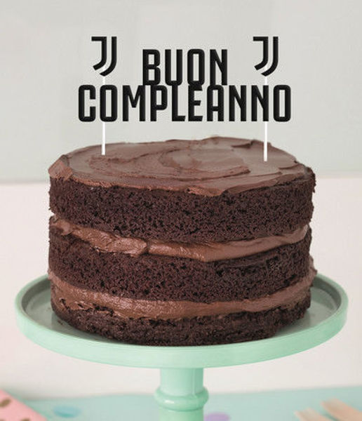 Immagine di Decorazione per torta Buon Compleanno Juventus larghezza 17 cm altezza 18 cm