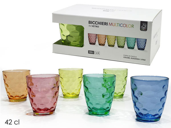 Immagine di Bicchieri in Vetro Multicolor 42 cl 6 pz
