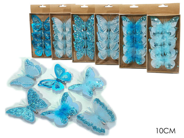 Immagine di Set 4 farfalle Azzurro con mollette