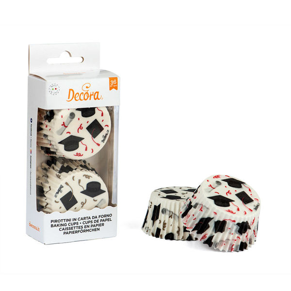 Immagine di Pirottini in carta da forno per Muffin 52x32 mm Laurea 36 pezzi