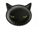 Immagine di Piatti in Carta 22x20 cm sagomati Gatto Nero Halloween 6 pezzi