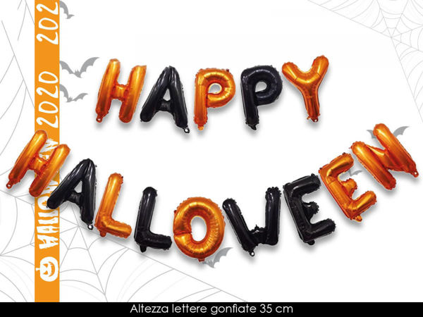 Immagine di Palloncini Mylar Set Scritta Happy Halloween da 35 cm