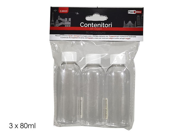 Partycolare- Set 3 contenitori da Viaggio in plastica da 80 ml