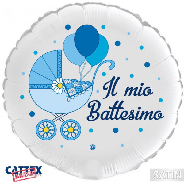 PALLONCINO MYLAR - FOIL IL MIO BATTESIMO STELLE AZZURRE - 45cm