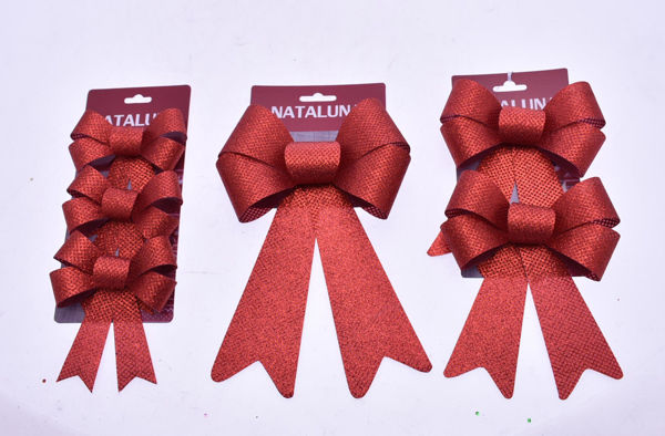 Immagine di Coccarda Fiocco Rosso per decorazione Natalizia - modelli assortiti