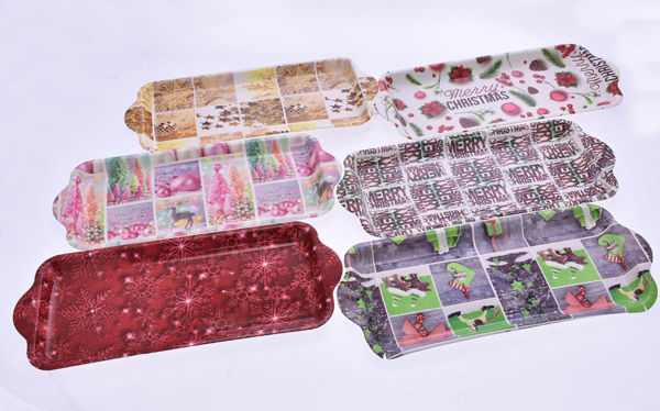 Vassoio natalizio in melamina con grafiche assortite 39x17 cm