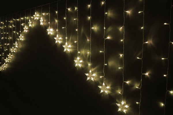 Immagine di Tenda 215 LED Bianco Caldo Star Uso Esterno 3x1,2 metri - PROLUNGABILI