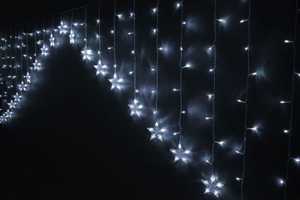 Immagine di Tenda 215 LED Bianco Freddo Star Uso Esterno 3x1,2 metri - PROLUNGABILI