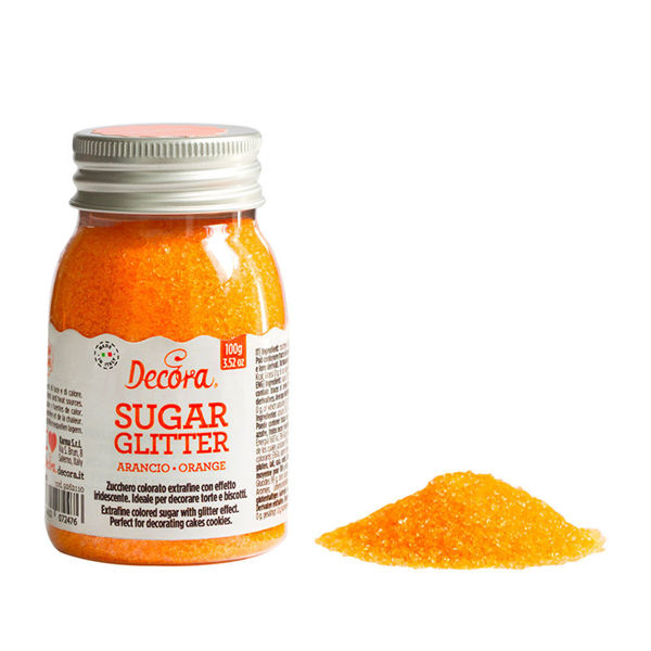 Immagine di Zucchero Glitterato 100 grammi Arancio