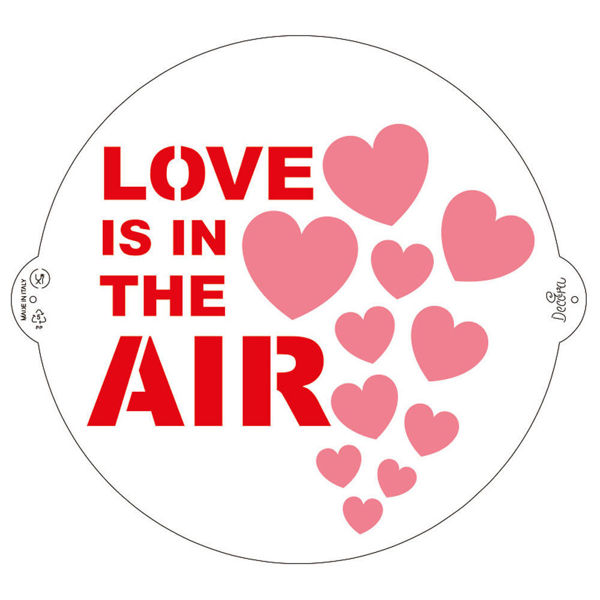 Stencil Love is in the Air Decora Ø 25 cm in plastica alimentare