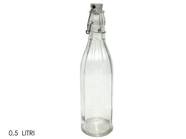 Bottiglia esagonale trasparente