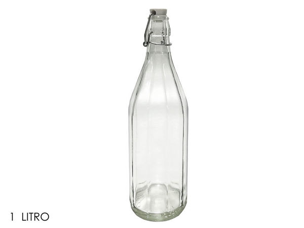 Bottiglia esagonale trasparente