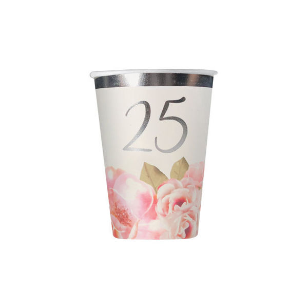 Bicchieri in carta 200 cc 25° Anniversario Floral 20 pezzi