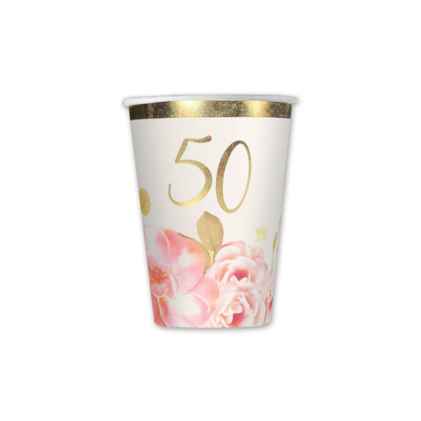 Bicchieri in carta 200 cc 50°Anniversario Floral 8 pezzi