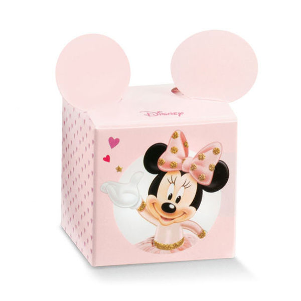 Immagine di Scatola portaconfetti Cubo rosa Minnie Ballerina 5x5x5 cm 10 pezzi