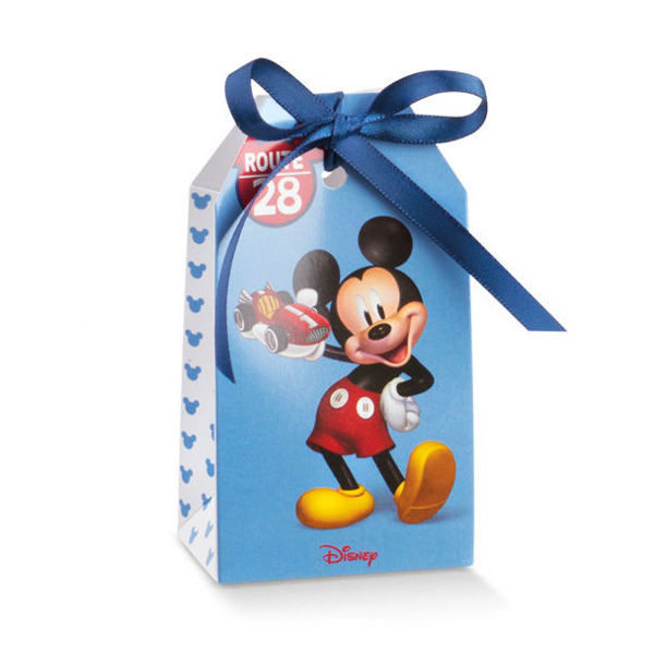 Immagine di Scatola portaconfetti Tag azzurro Mickey Mouse 5,5x3,5x10 cm 10 pezzi
