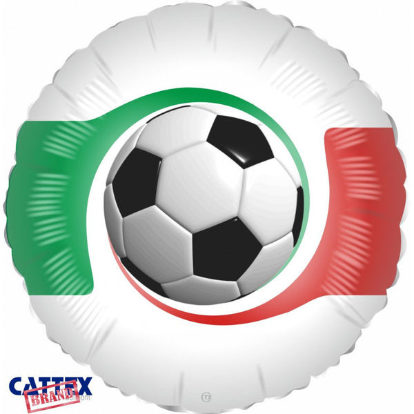 Partycolare- Palloncino Mylar 18'' 45 cm Pallone calcio con tricolore Italia