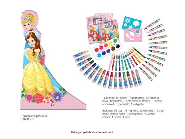 Kit 10 pz colori e libro con immagini da colorare Principesse