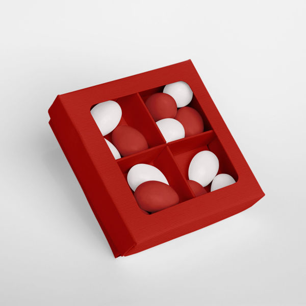 Scatolina quadrata Rossa 4 scomparti 9x9x2.7 cm 20 pezzi