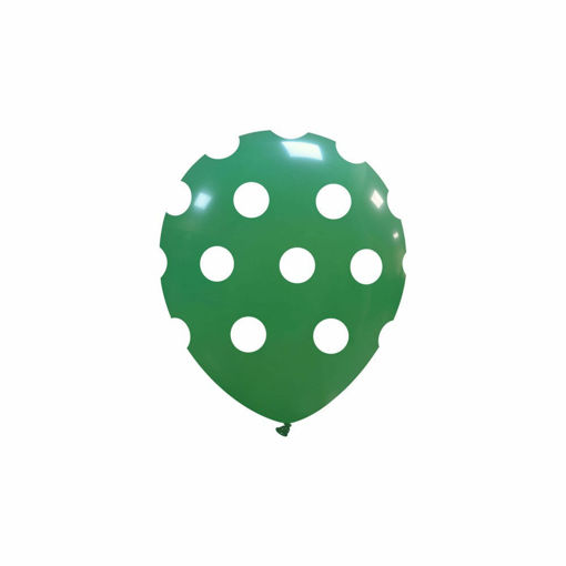 Palloncini in lattice 5'' 13 cm Verde Scuro con pois Bianchi 100 pezzi