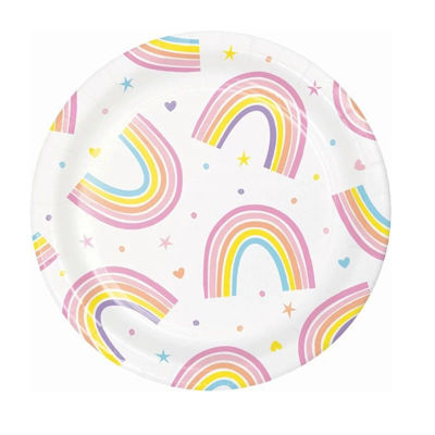 8 Piatti Buon Compleanno Soft Rainbow 18 cm