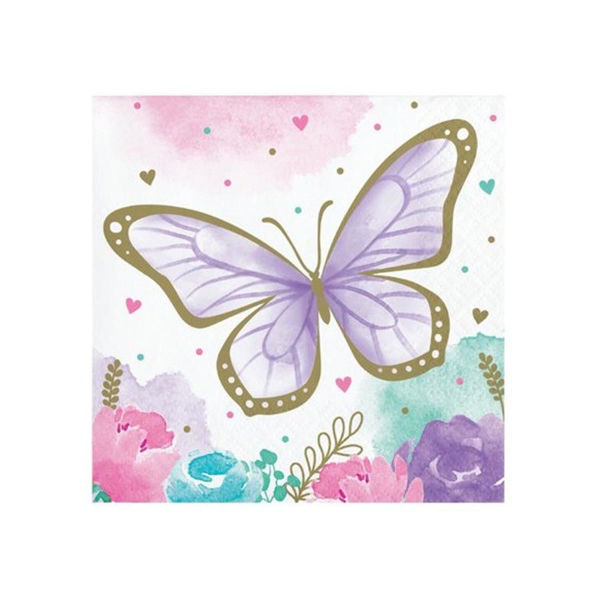 Tovagliolo 25x25 cm Farfalle 16 pezzi 
