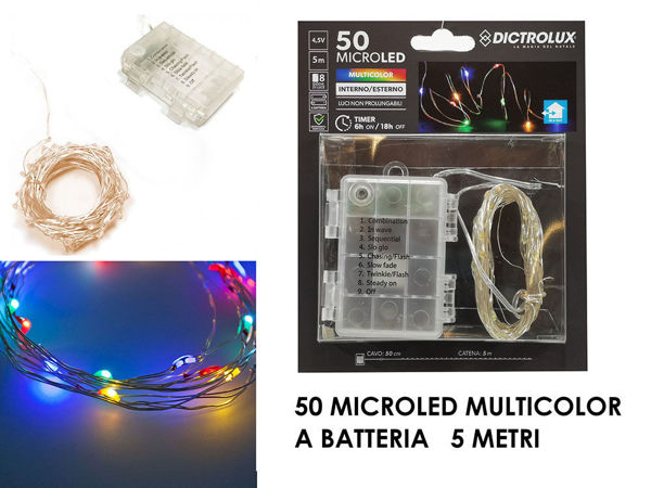 Catena 50 MicroLed Multicolor con timer uso esterno